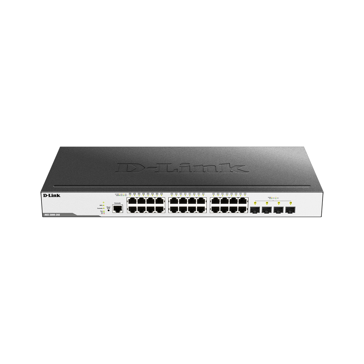 قیمت و خرید سوییچ شبکه 24 پورت + 4 پورت SFP دی لینک مدل DGS-3000-28X | نت ران